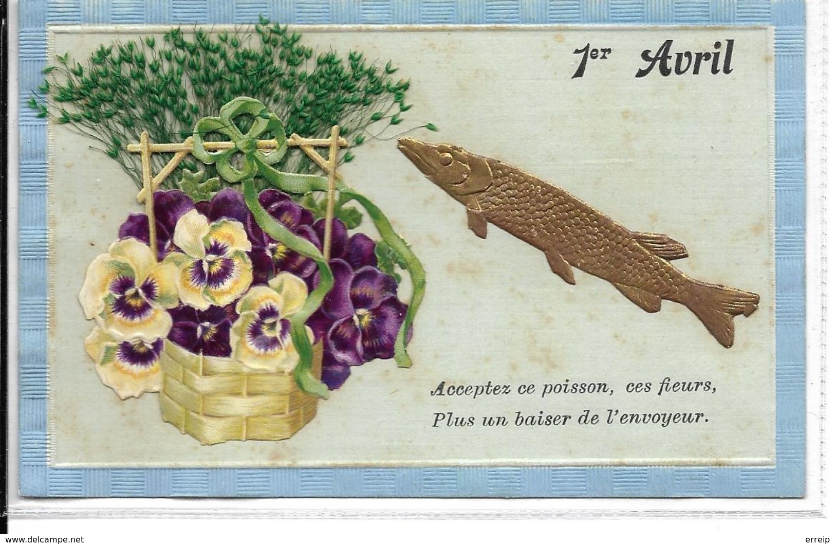 1er Avril  Sylvie Fayon à Limes Gérouville 1908 Poisson Et Fleurs En Relief TBE - 1er Avril - Poisson D'avril