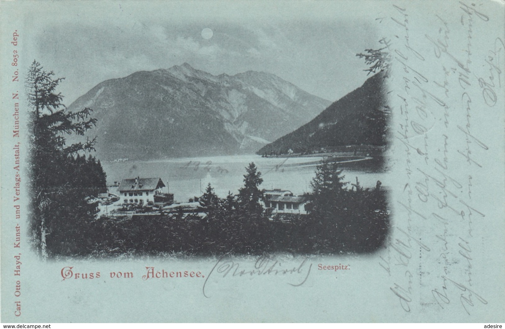 Mondschein Litho Gruss Aus ACHENSEE (Tirol) - Seespitz, Sehr Seltene Karte, Gel.1901, Gute Erhaltung - Achenseeorte
