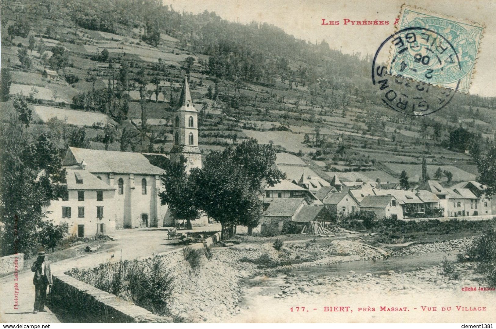 Biert Pres Massat Vue Du Village Circulee En 1905 - Oust