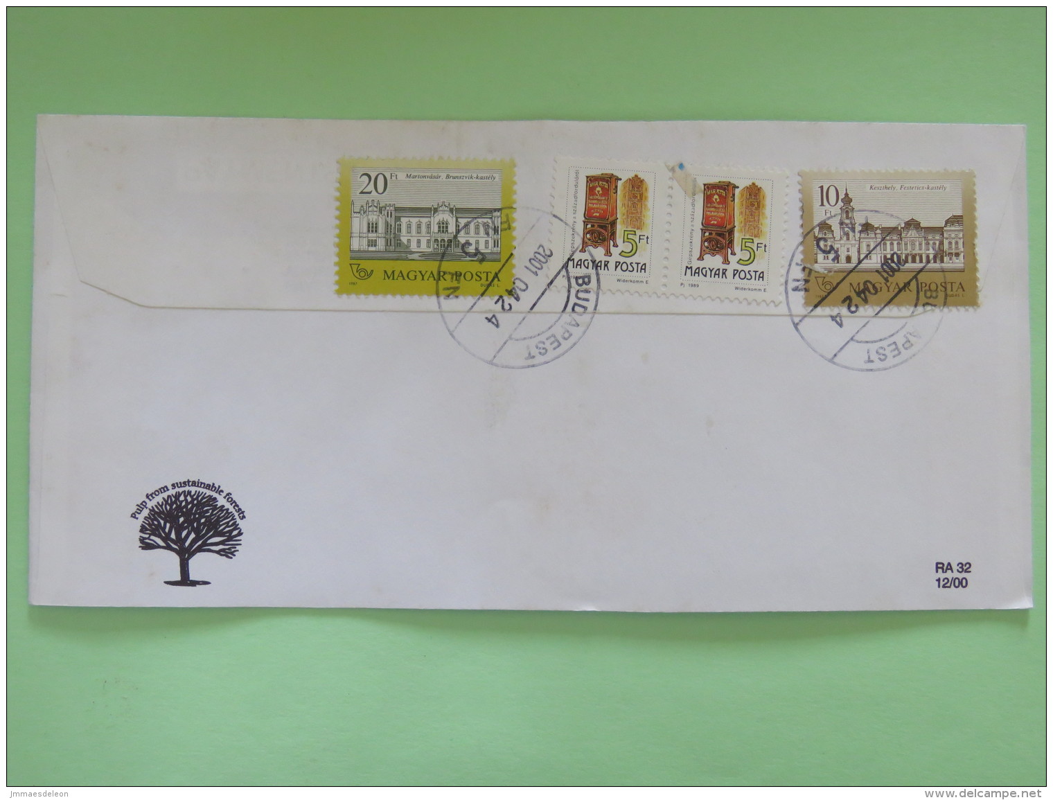 Hungary 2001 Cover To England - Castle - Magyar Millenium - Mailbox - Brieven En Documenten