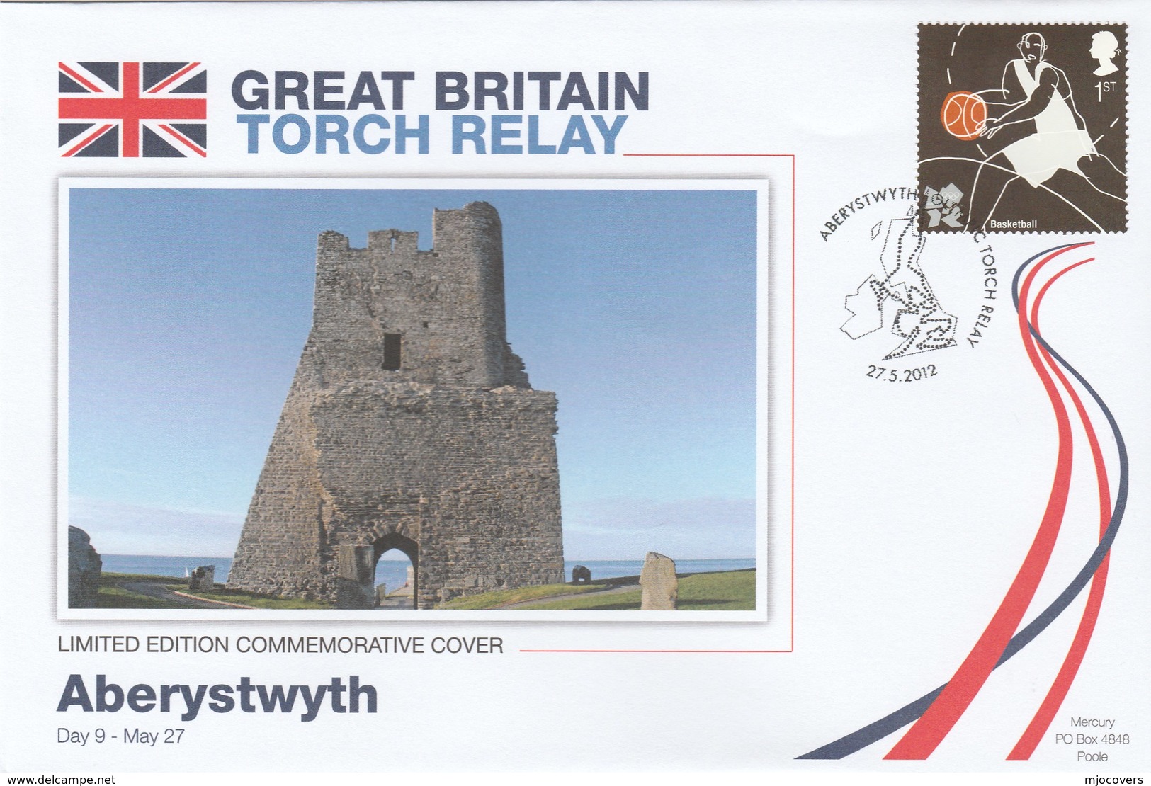 2012 Limited Edition ABERYSTWYTH  TORCH RELAY COVER For OLYMPIC GAMES London Olympics Sport Event GB Basketball - Summer 2012: London