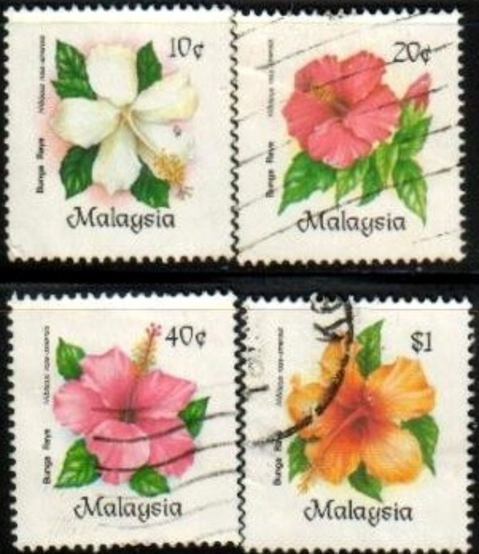 4 Various Malaysian Hibiscus, Malaysia Stamp SC#290-293 Used Set. - Malaysia (1964-...)