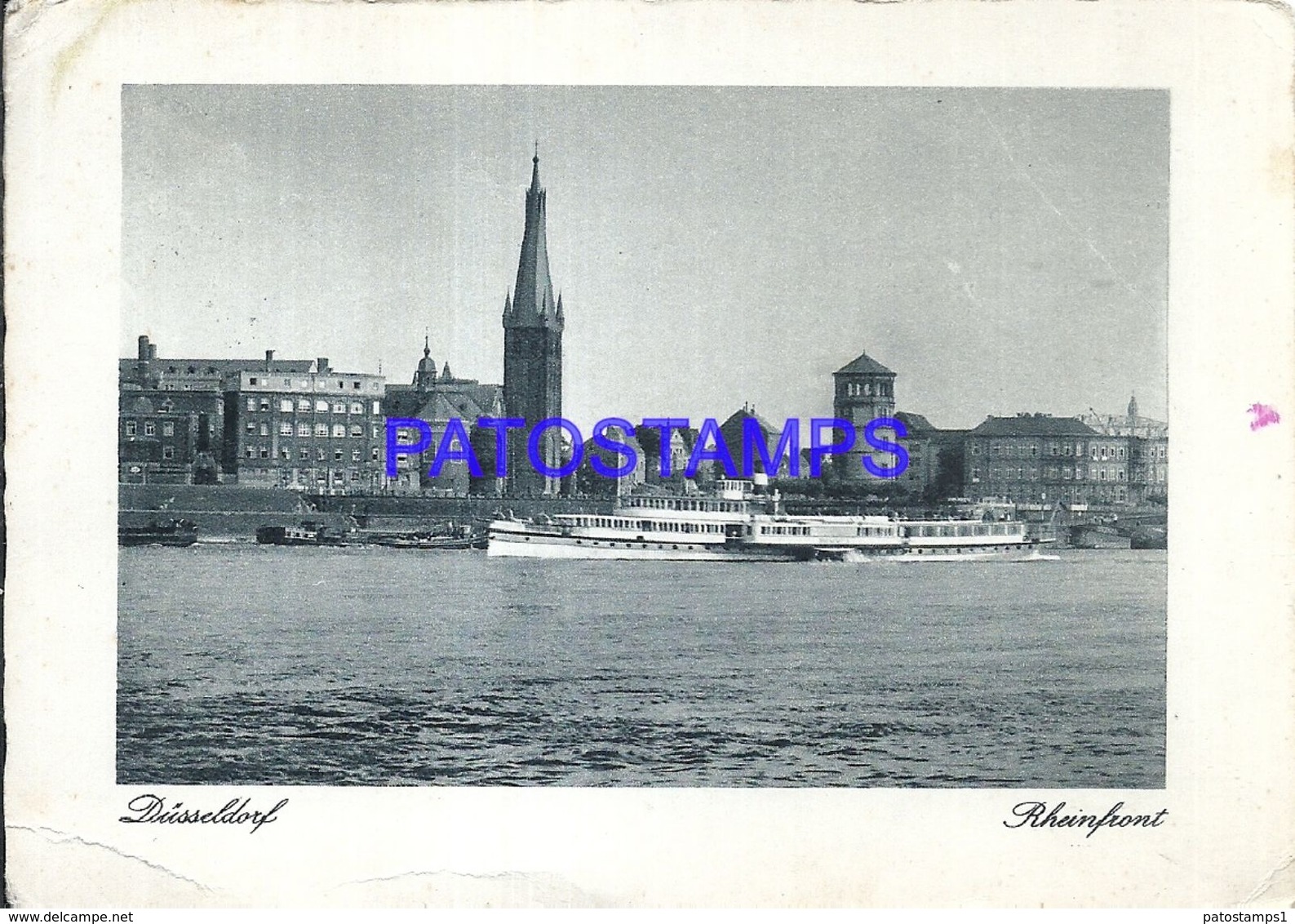 91938 GERMANY DÜSSELDORF RHEINFRONT VIEW PARTIAL BREAK CIRCULATED TO SPAIN POSTCARD - Autres & Non Classés