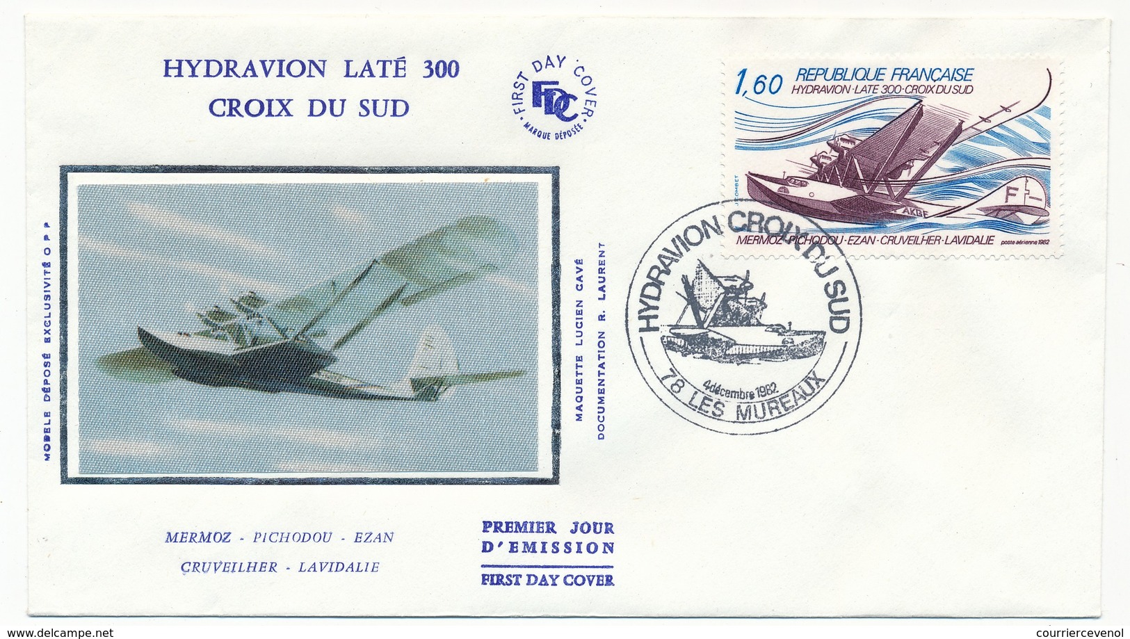 2 Enveloppes FDC - Hydravion Croix Du Sud (Laté 300) Oblit Biscarosse Et Les Mureaux - 1980-1989