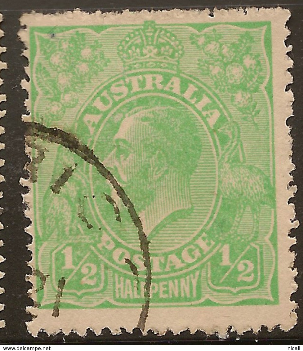 AUSTRALIA 1914 1/2d Yel Green KGV SG 20c U #AIO113 - Used Stamps