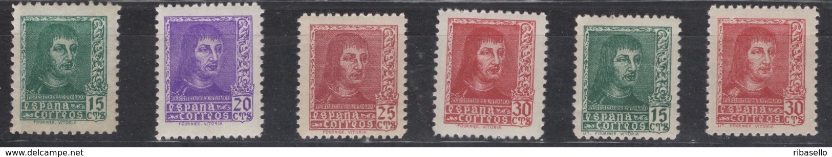 España 1938. Fernando El Catolico. Ed 841 / 844 / 841A / 844A. MNH. **. - Nuevos