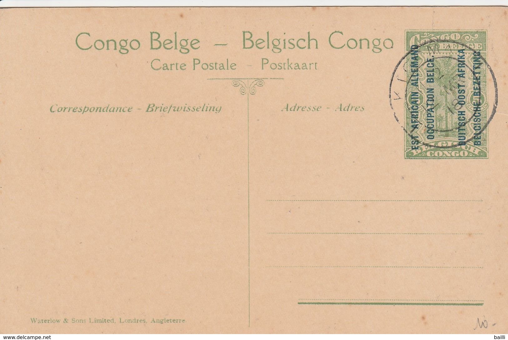 Congo Belge Entier Postal Illustré 1918 - Covers & Documents