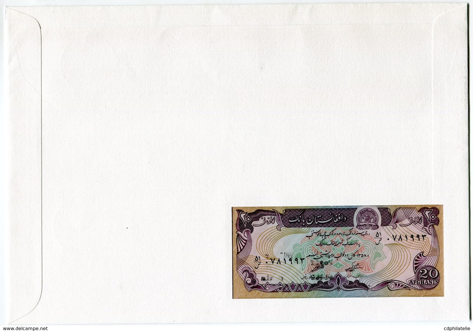 AFGHANISTAN ENVELOPPE AVEC 4 TIMBRES DE LA SERIE DE LA JOURNEE DU CROISSANT- ROUGE + BILLET NEUF - Afghanistan