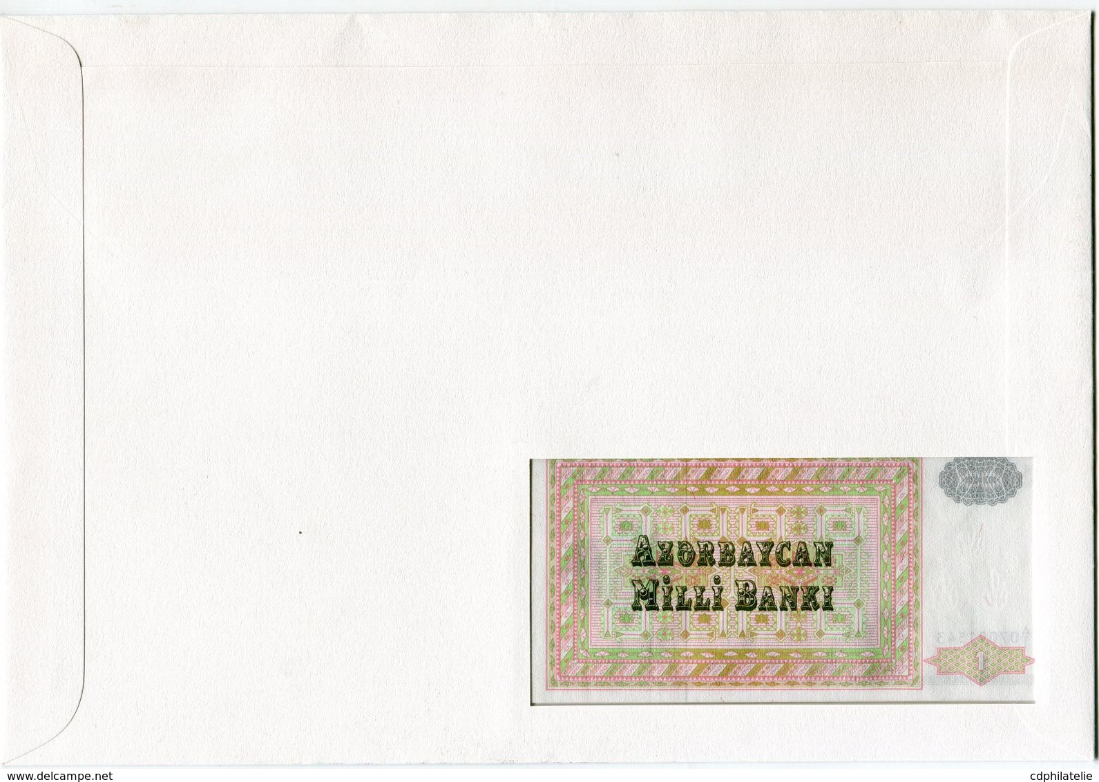 AZERBAIDJAN ENVELOPPE AVEC LE TIMBRE N°77 (INDEPENDANCE) + BILLET NEUF - Azerbaijan