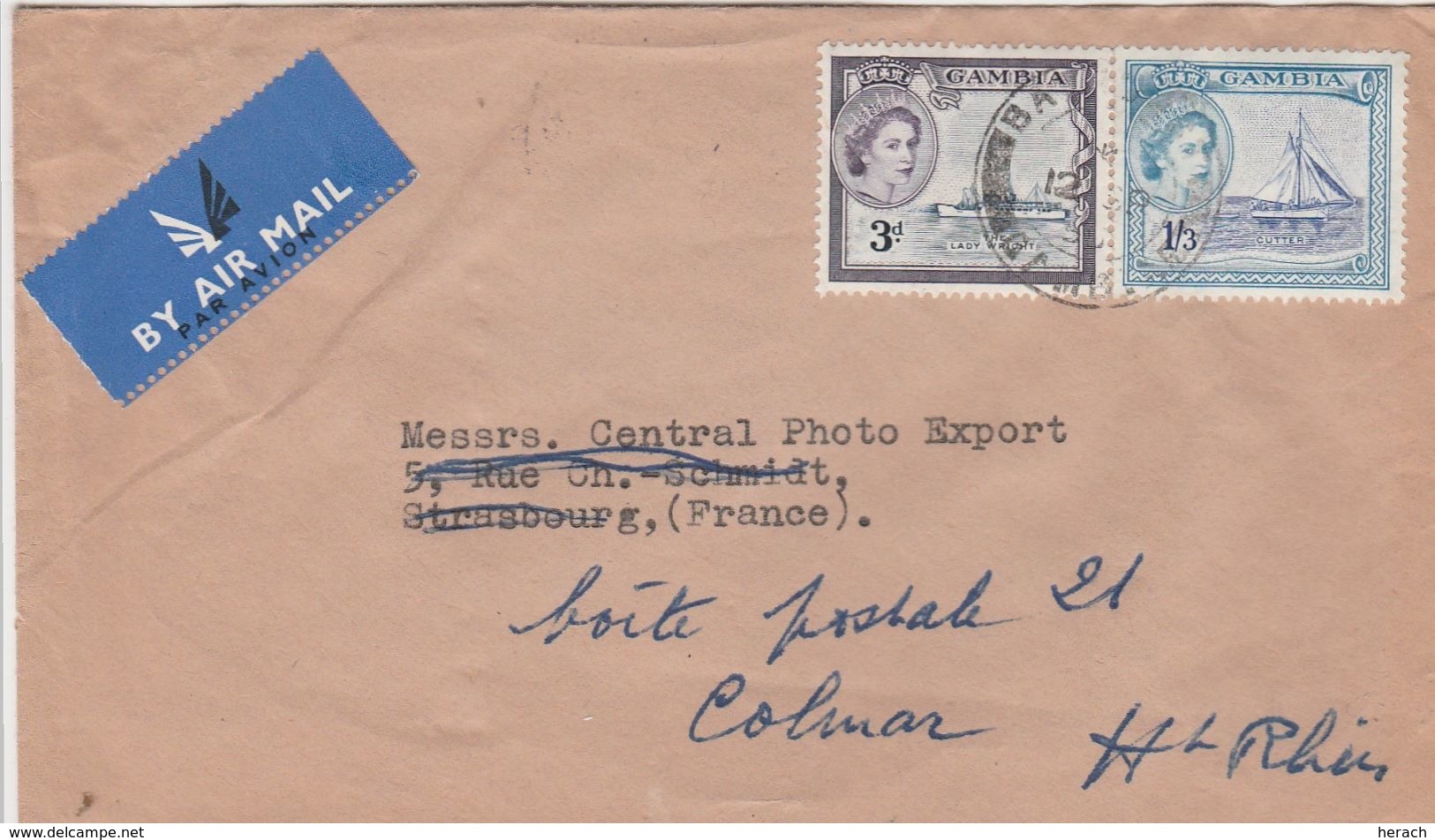 Gambie Lettre Pour La France 1955 - Gambia (...-1964)