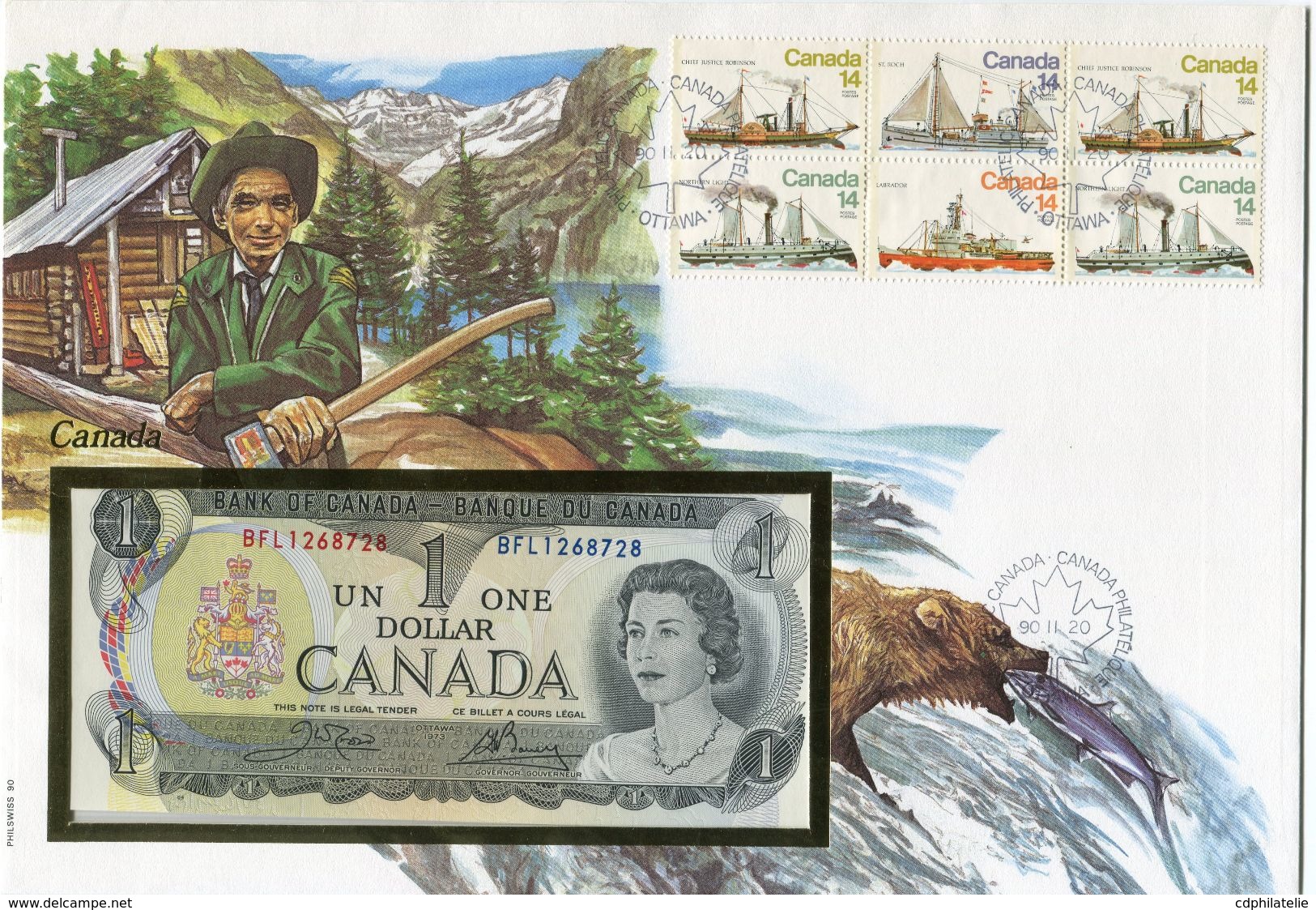 CANADA ENVELOPPE AVEC LES N°685/688 (BATEAUX BRISE-GLACE) + BILLET NEUF - Storia Postale