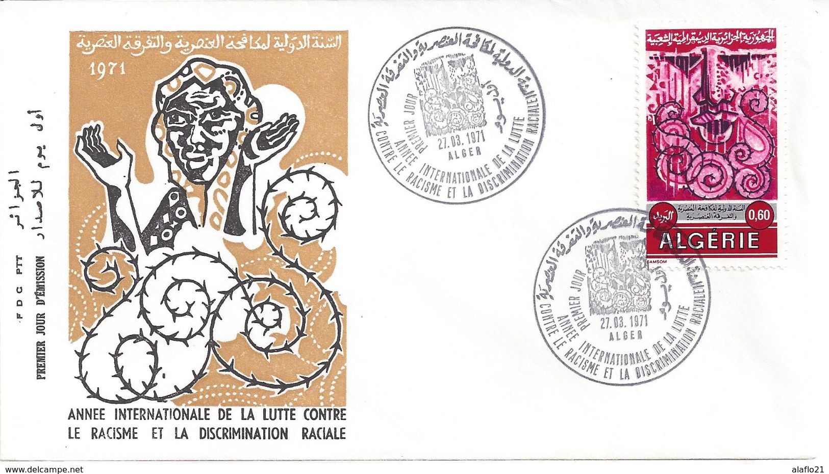 FDC - ALGERIE - ENVELOPPE 1er JOUR - N° 531 - LUTTE Contre Le RACISME - 1971 - Algeria (1962-...)