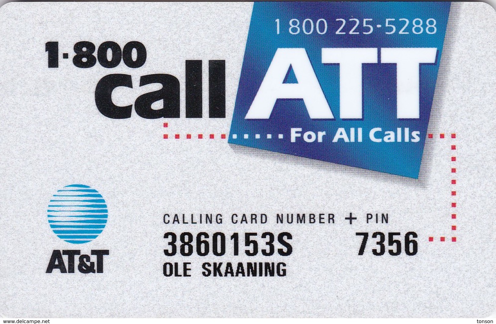 United States, 1-800 Call ATT - Ole Skaaning, 2 Scans. - Altri & Non Classificati