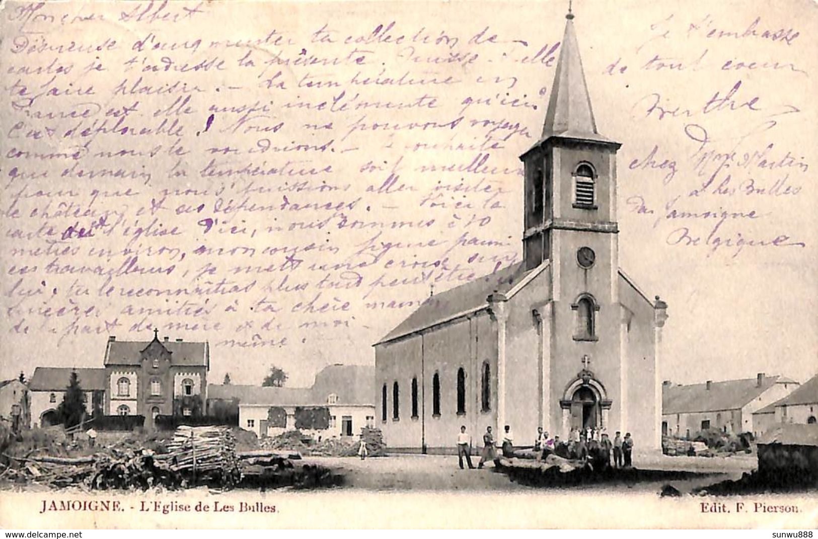 Jamoigne - L'Eglise Et Les Bulles (animée, Edit. F. Pierson 1903) - Andere & Zonder Classificatie