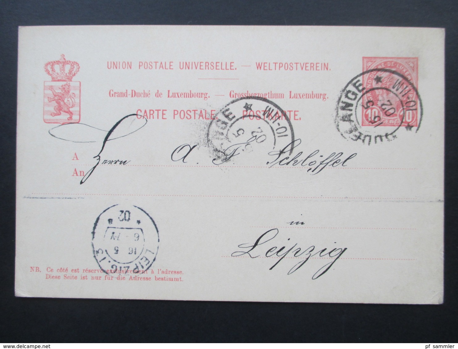 Luxemburg 1902 Ganzsache Nach Leipzig Gesendet! AK Stempel Leipzig Gequetscht ?!? - Postwaardestukken