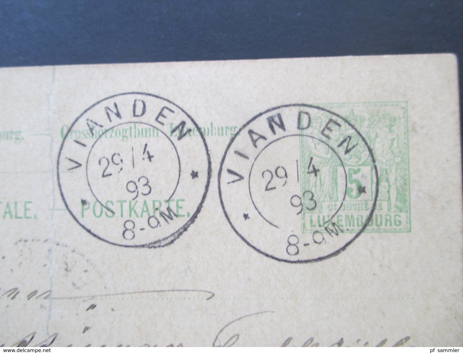 Luxemburg 1893 Ganzsache Vianden Nach Diekirch Gesendet! - Stamped Stationery