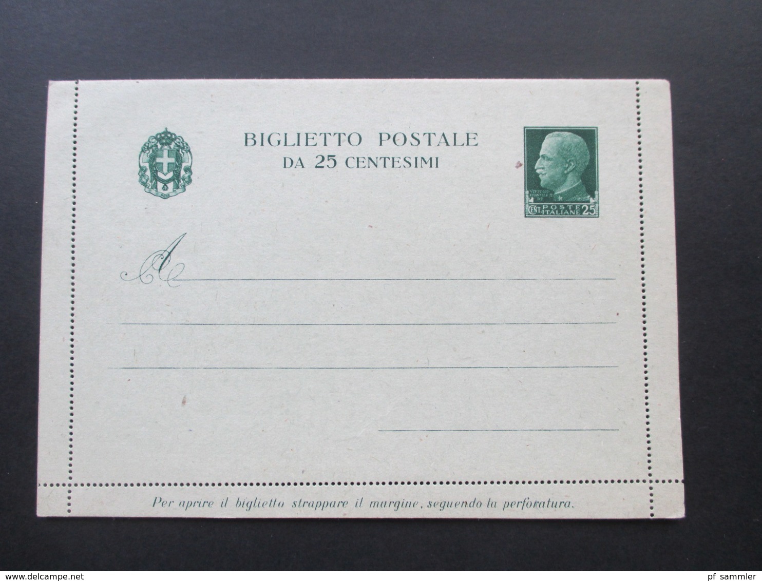 Italien 1931 Ganzsache / Kartenbrief / Biglietto Postale Da 25 Centesimi K 31 Ungebraucht! - Stamped Stationery