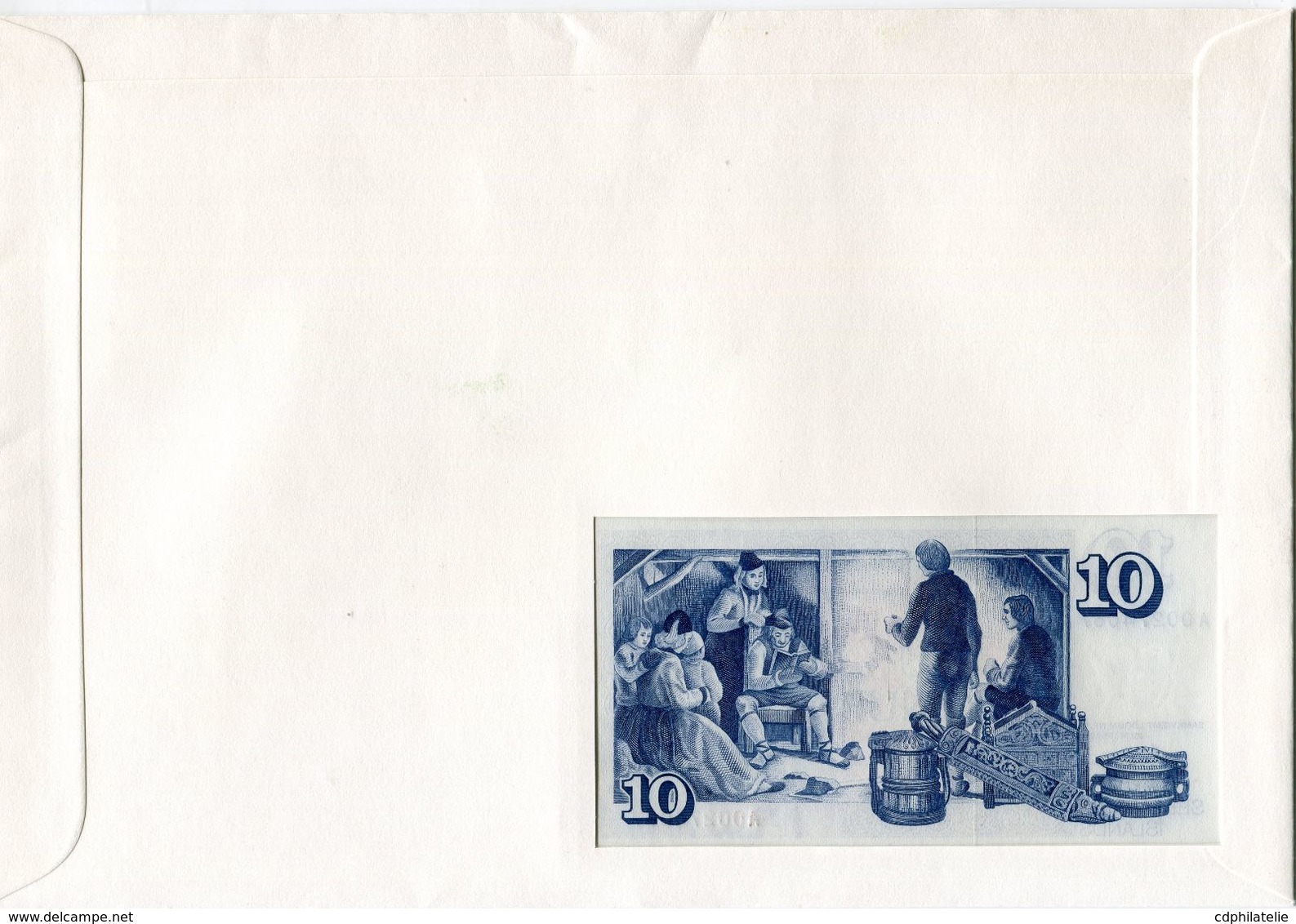 ISLANDE ENVELOPPE AVEC LE BLOC-FEUILLET N°7 (JOURNEE DU TIMBRE) + BILLET NEUF - Storia Postale