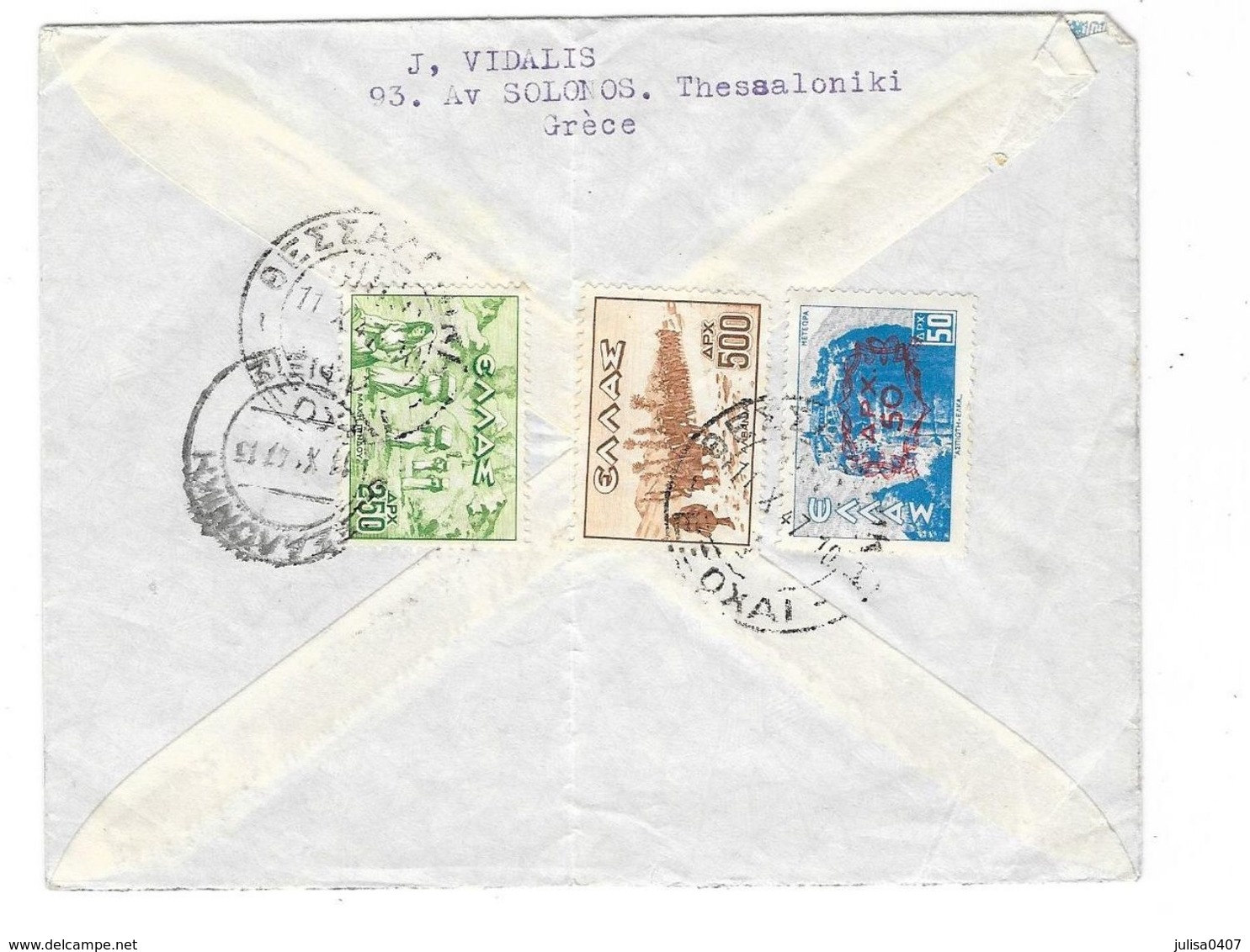 GRECE Poste Aérienne Enveloppe Par Avion  1947 Thessalonique à Paris - Lettres & Documents