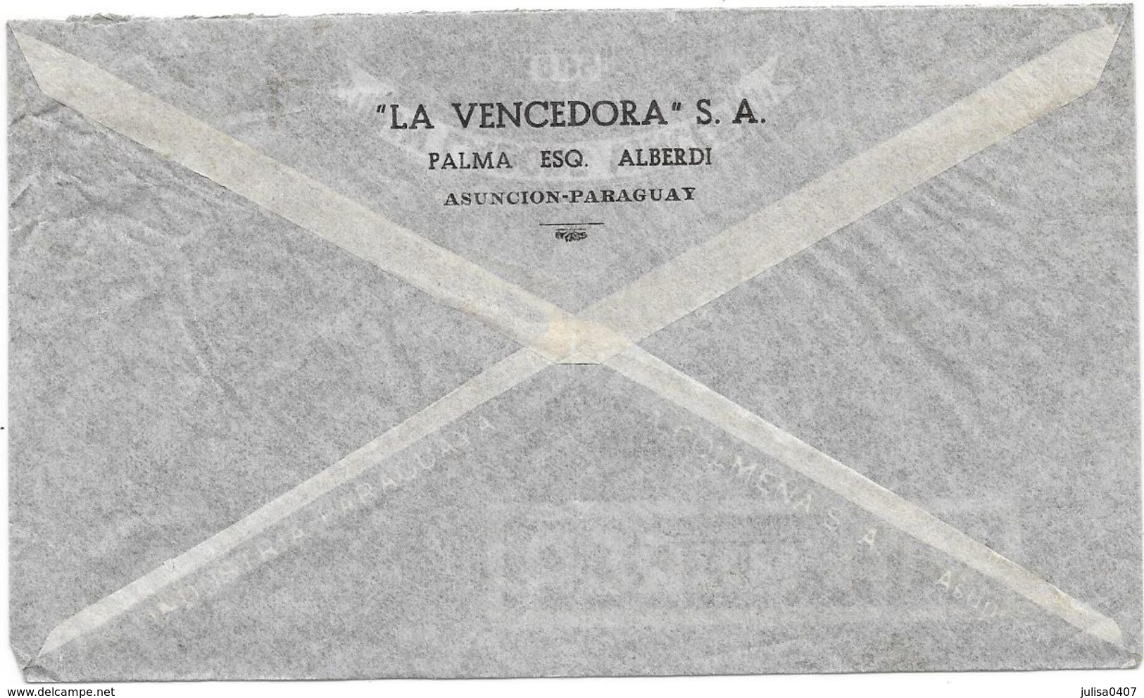 PARAGUAY Poste Aérienne Enveloppe Publicitaire Par Avion 1947 à Berneux Parfumeur Paris - Paraguay