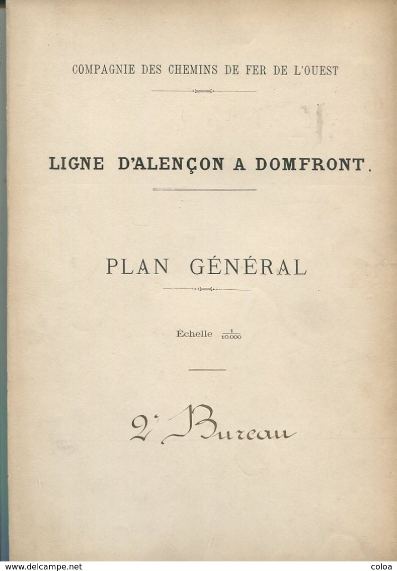 Chemins De Fer De L’Ouest,  Ligne D’Alençon à Domfront, Plan Général  1884 - Europe