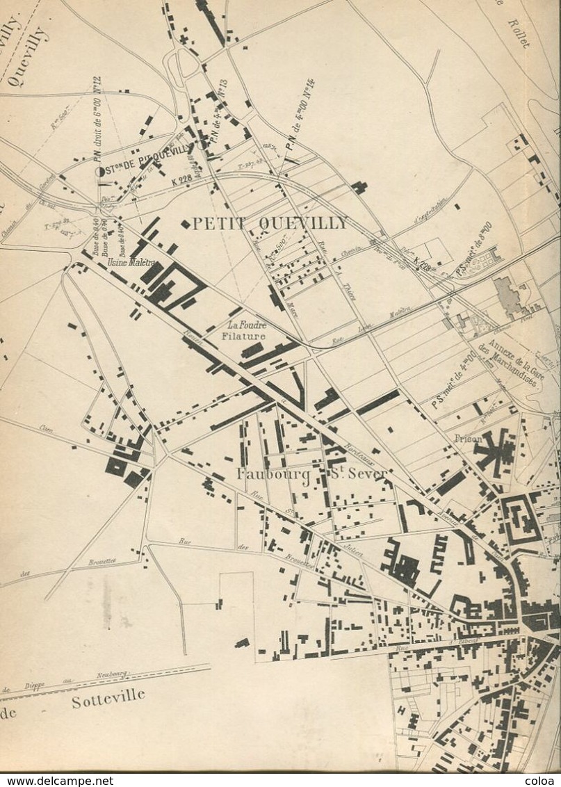 Compagnie Des Chemins De Fer De L’Ouest Ligne D’Elbeuf à Rouen Plan Général 1884 - Europe