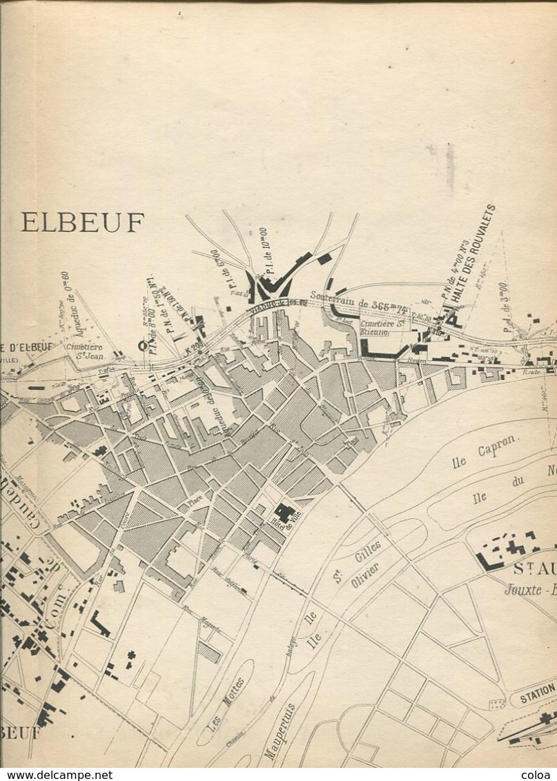 Compagnie Des Chemins De Fer De L’Ouest Ligne D’Elbeuf à Rouen Plan Général 1884 - Europe