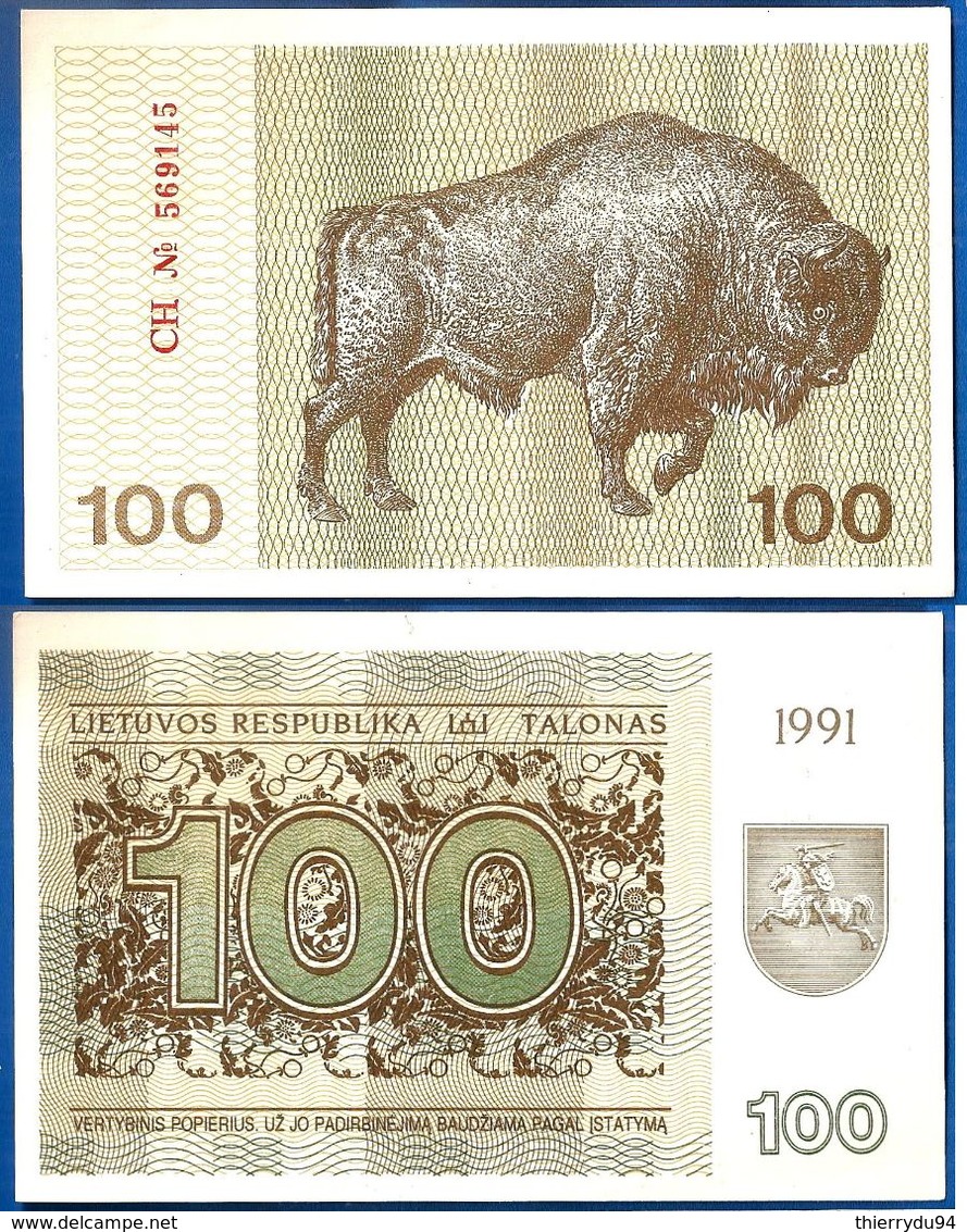 Lituanie 100 Talonas 1991 Neuf UNC Animal Buffle Litu Lithuania Paypal Bitcoin Ok - Lituanie