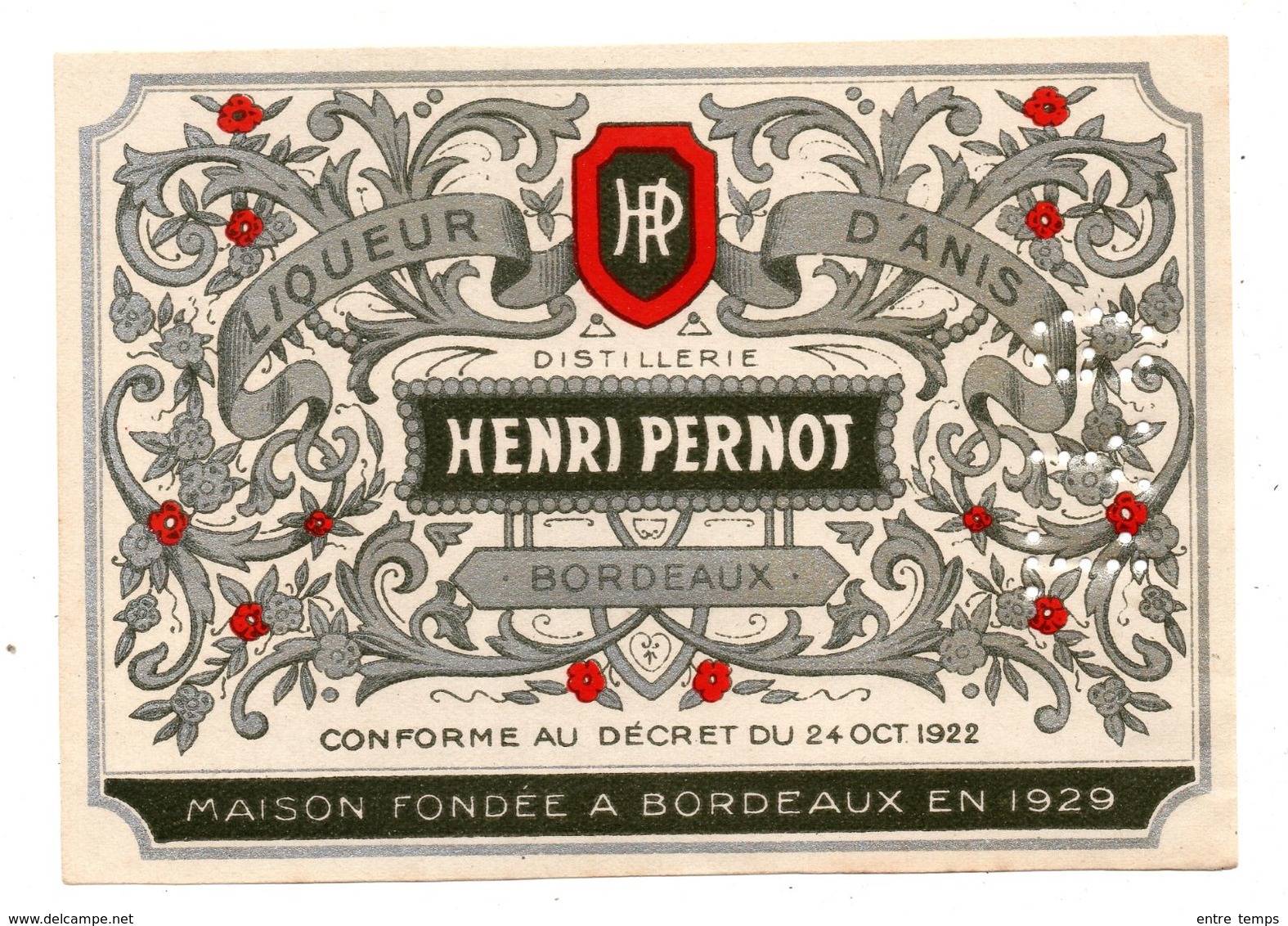 Etiquette Apéritif Henri Pernot Bordeaux - Autres & Non Classés