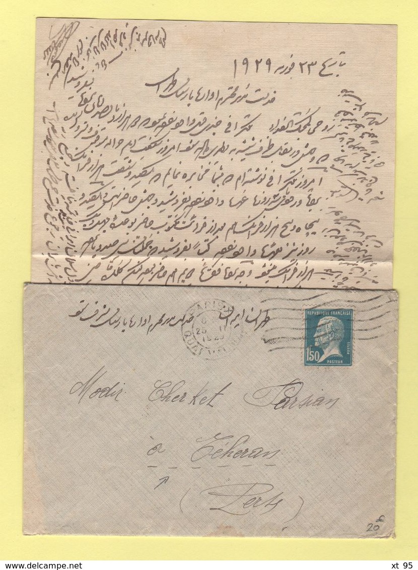 Type Pasteur - 1f50 Destination Teheran Perse - 1929 - 1921-1960: Période Moderne