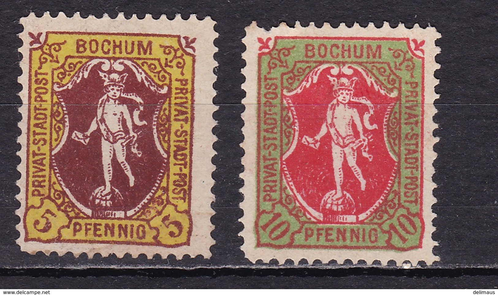 Deutsches Reich Privatpost Bochum Mi.-Nr. 46-47 (ohne Gummi) - Privatpost