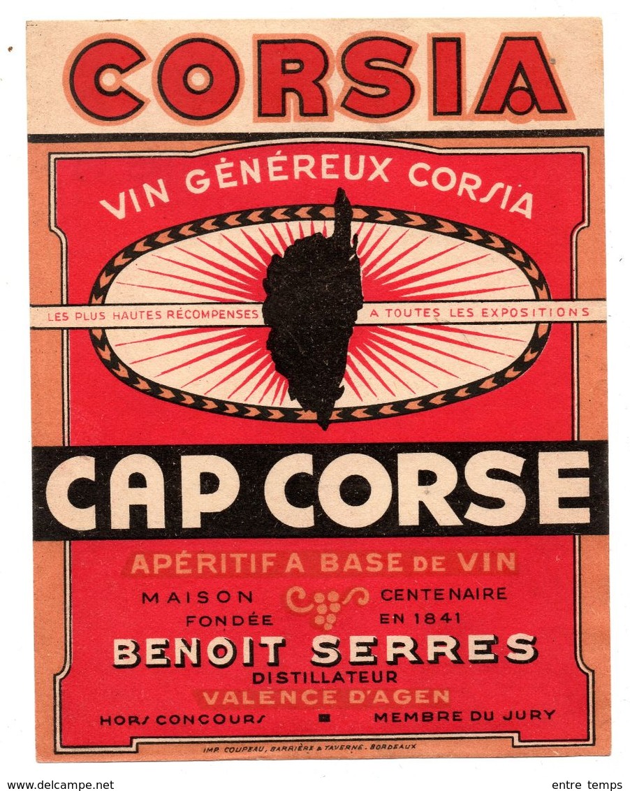 Etiquette Vin Corse Cap Corse Valence D'Agen Benoit Serres - Autres & Non Classés