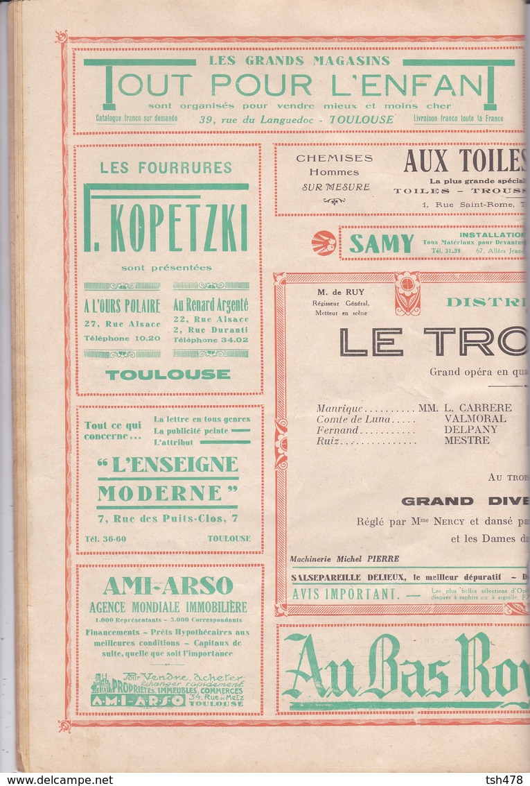 31---TOULOUSE--grand théatre du capitole--programme officiel saisson 1930-31--voir 10 scans