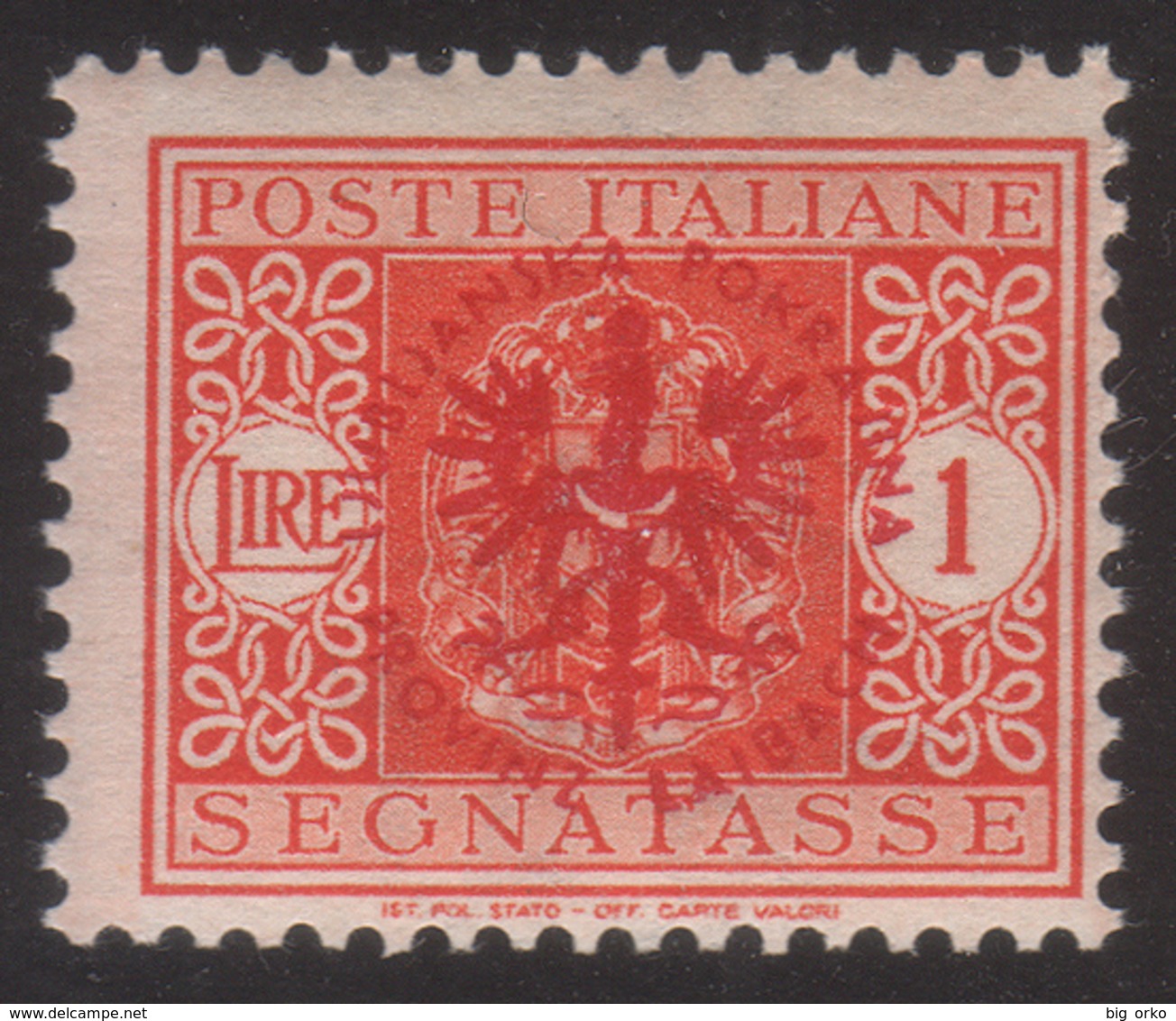 Italia – Lubiana (occupazione Tedesca) Segnatasse Lire 1 Arancio - 1944 - Deutsche Bes.: Lubiana