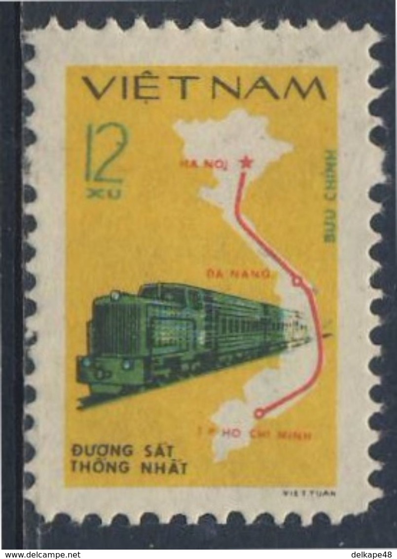 Vietnam 1980 Mi 1124 YT 252 ** Diesel Train + Railway Route Map / Zug, Karte Vietnams - Fernmeldetag - Viêt-Nam