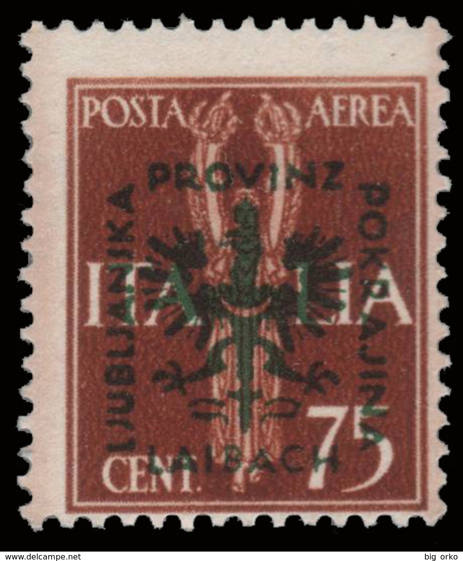 Lubiana (occupazione Tedesca) Posta Aerea "Imperiale" 75 C. Bruno Giallo - 1944 - Duitse Bez.: Ljubljana