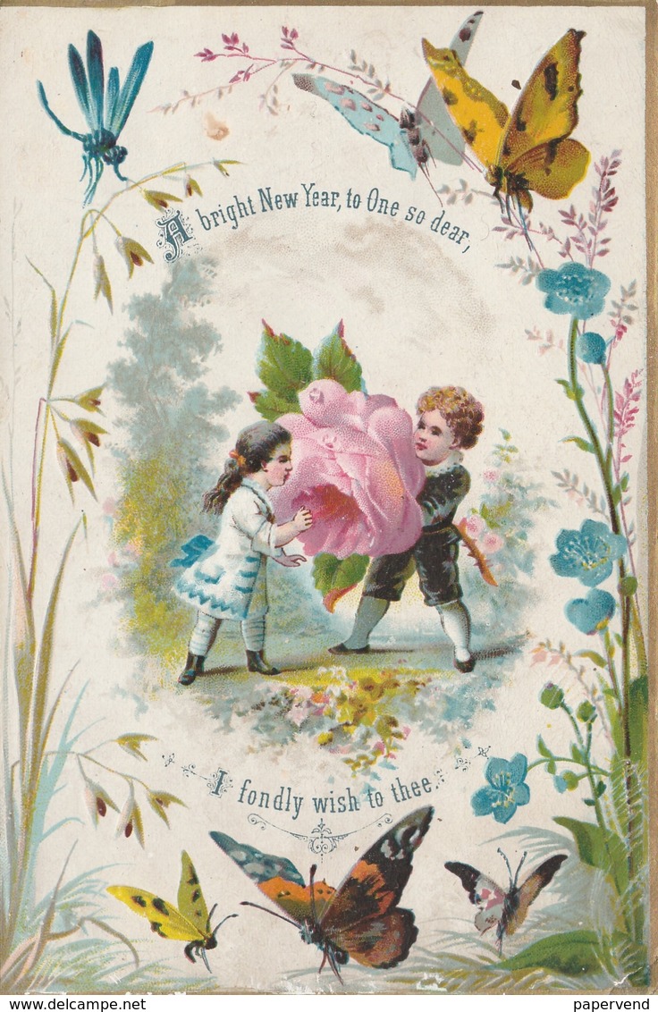 Greeting Card  New Year Boy Presenting A Rose To A Girl    Egc170 - Zonder Classificatie