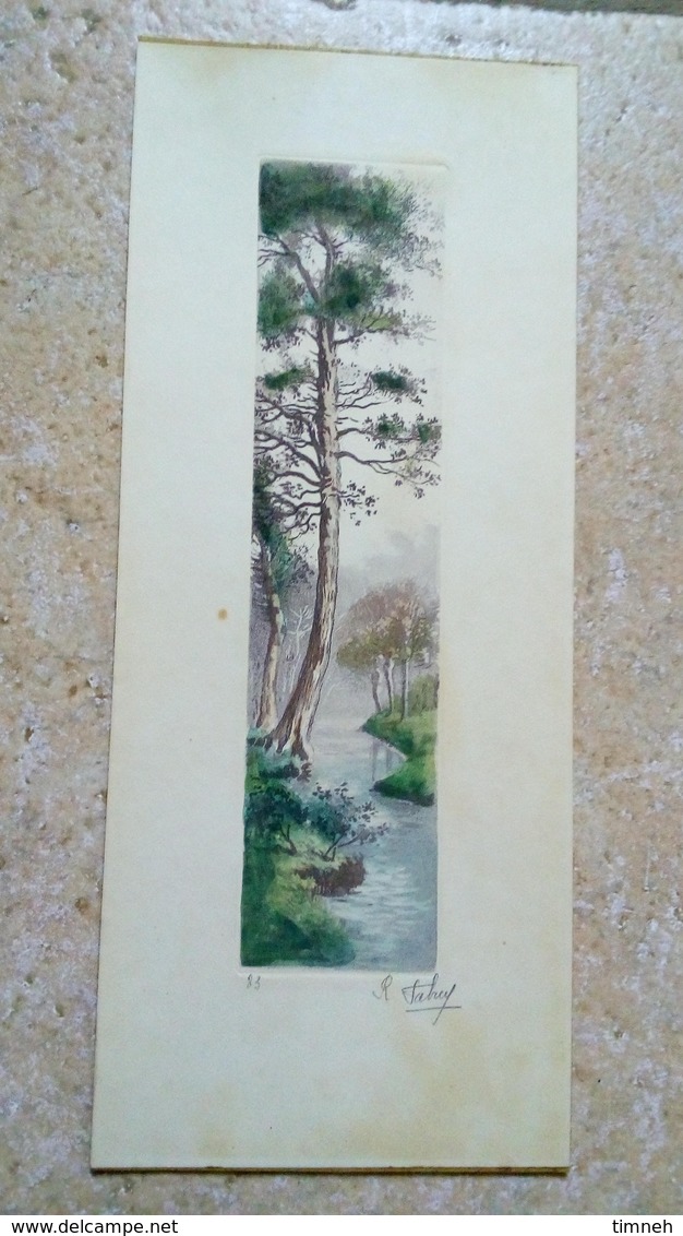 Reproduction Ancienne Aquarelle Sur Plaque (relief Contour) Signé R. Talrey ? Jalrey ? 83 Arbres Rivière Ruisseau.. - Autres & Non Classés