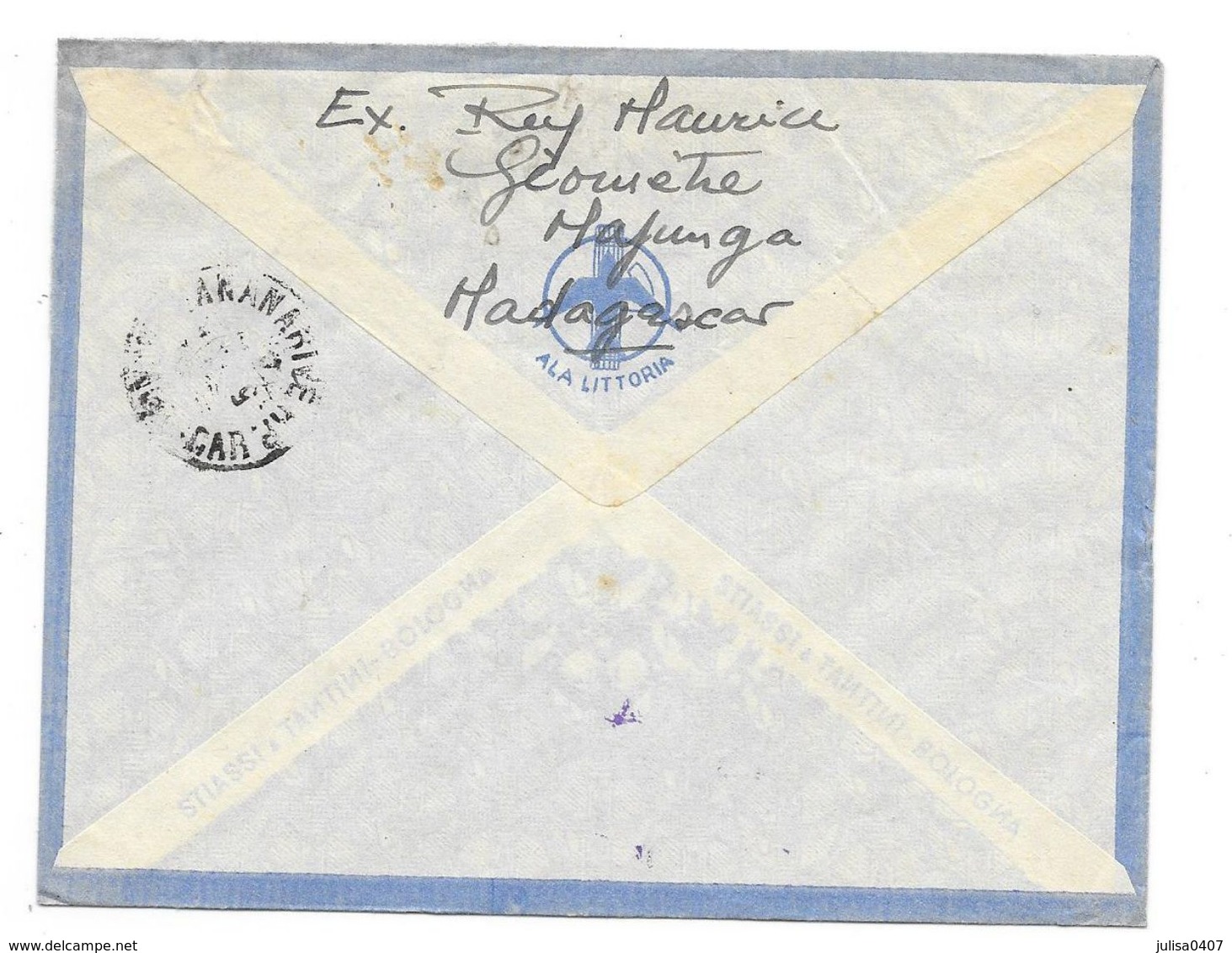 MADAGASCAR Enveloppe Poste Aérienne Recommandé Majunga 1946 Ou 1947 à Berneux Parfumeur PARIS - Poste Aérienne