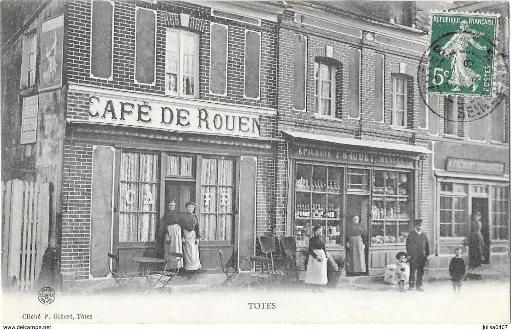 TOTES (76) Devanture Café De Rouen épicerie Animation Affiche Chocolat Menier - Totes