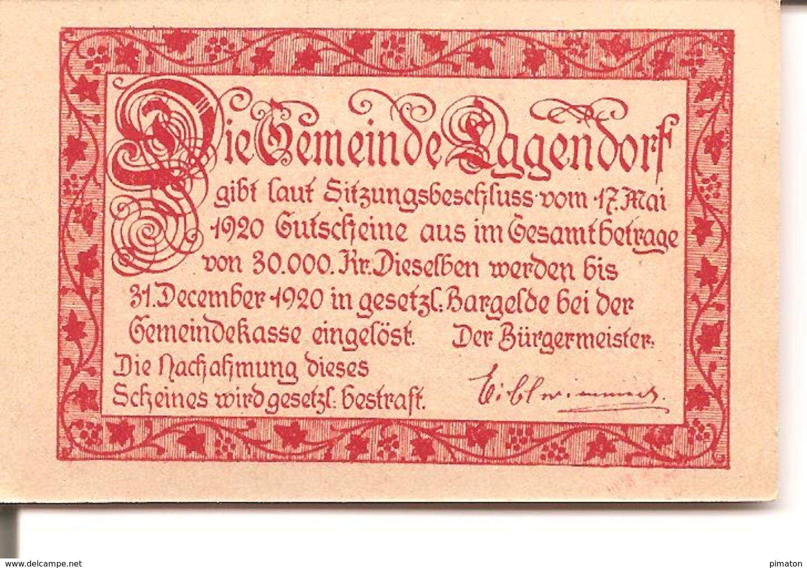 Billet De Necéssité  Allemand ( 5,8 X 8,9 ) - Collections