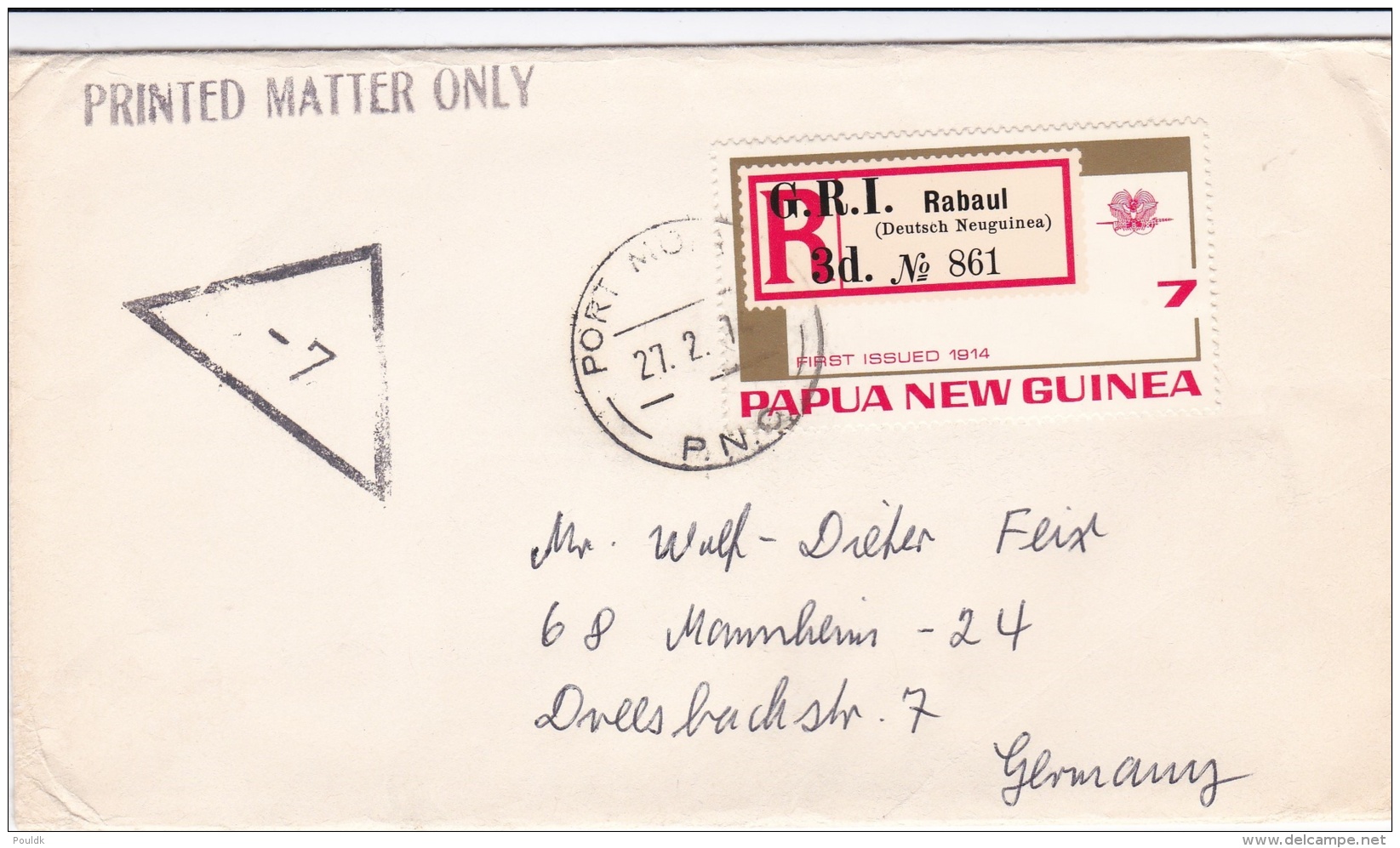 Papua New Guinea Printed Matter Cover Franked W/Stamp W/Reg.label Posted Port Morersby  1974  (G89-38) - Papouasie-Nouvelle-Guinée