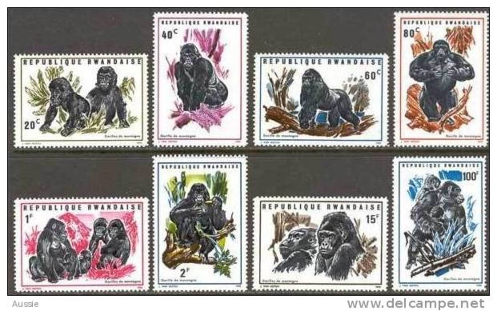 Rwanda Ruanda 1970 OCBn° 370-77 *** MNH Cote 12,00 Euro Faune Gorillas - Unused Stamps