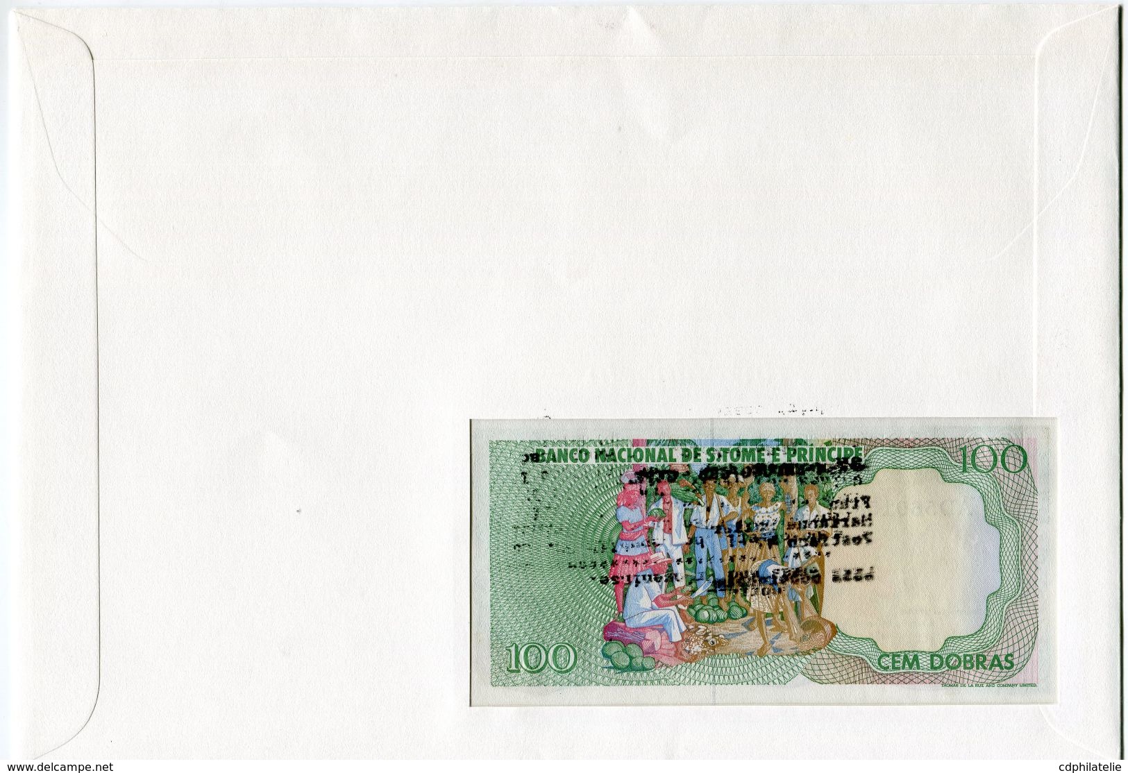 SAINT THOMAS ET PRINCIPE ENVELOPPE AVEC LE BLOC-FEUILLET N°96 (15e ANNIVERSAIRE DE L'INDEPENDANCE)  + BILLET NEUF - Sao Tome Et Principe