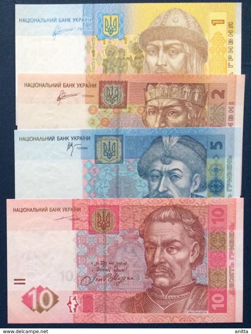 UKRAINE 1 - 2 - 5 - 10 HRYVEN - UNC - - Ukraine