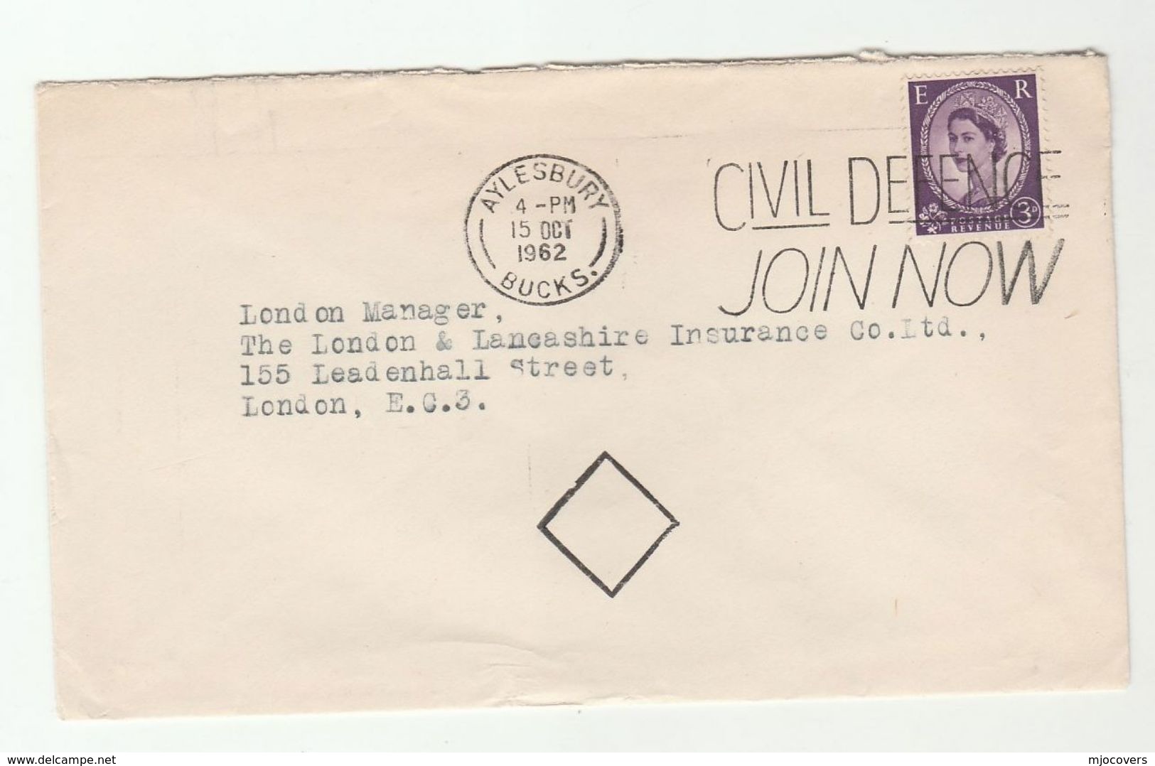 1962 Aylesbury GB COVER SLOGAN Pmk CIVIL DEFENCE JOIN NOW Stamps - Briefe U. Dokumente