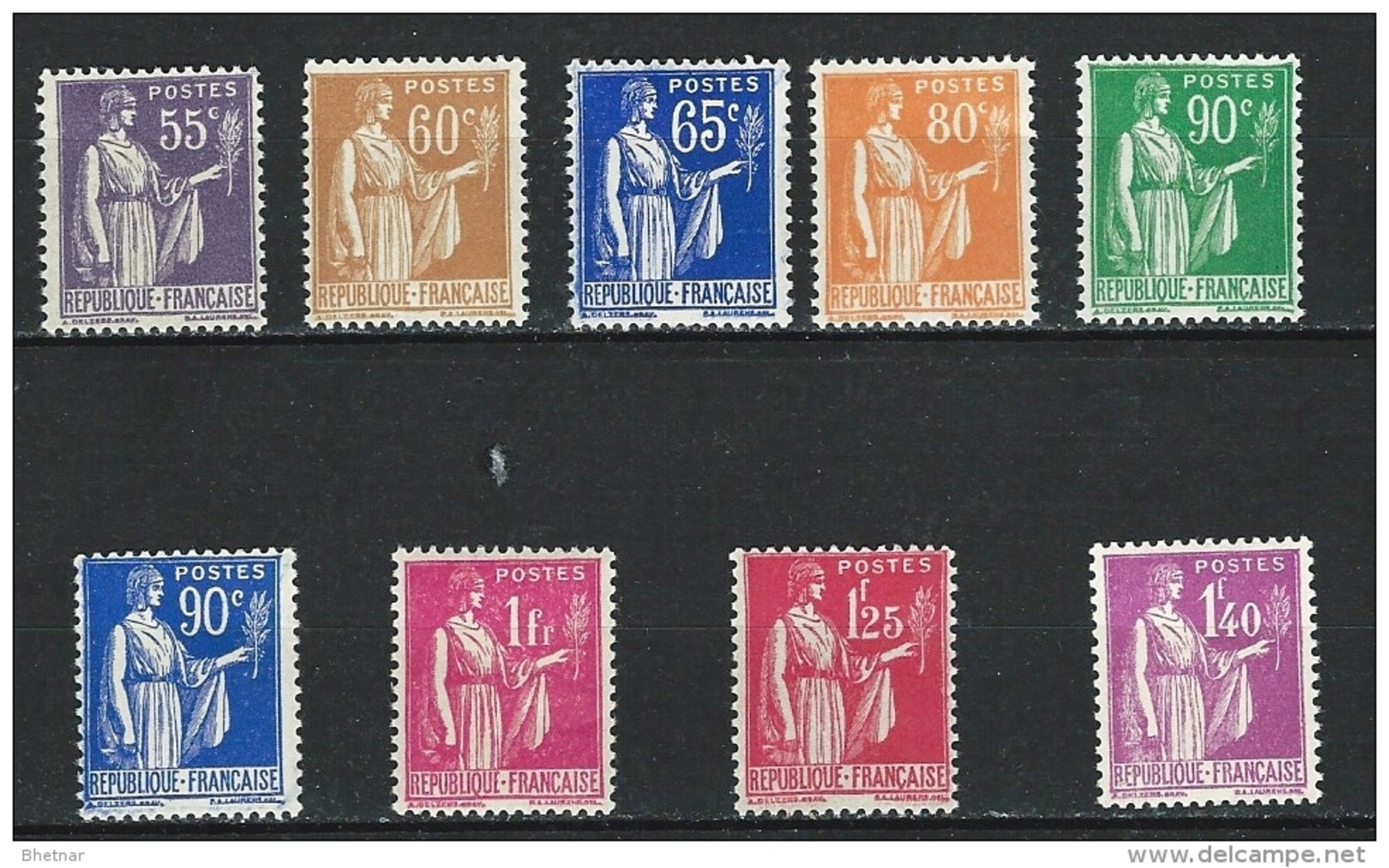 FR YT 363 à 371 " Paix Série Complète 9 Valeurs " 1937-39 Neuf** - 1932-39 Paix