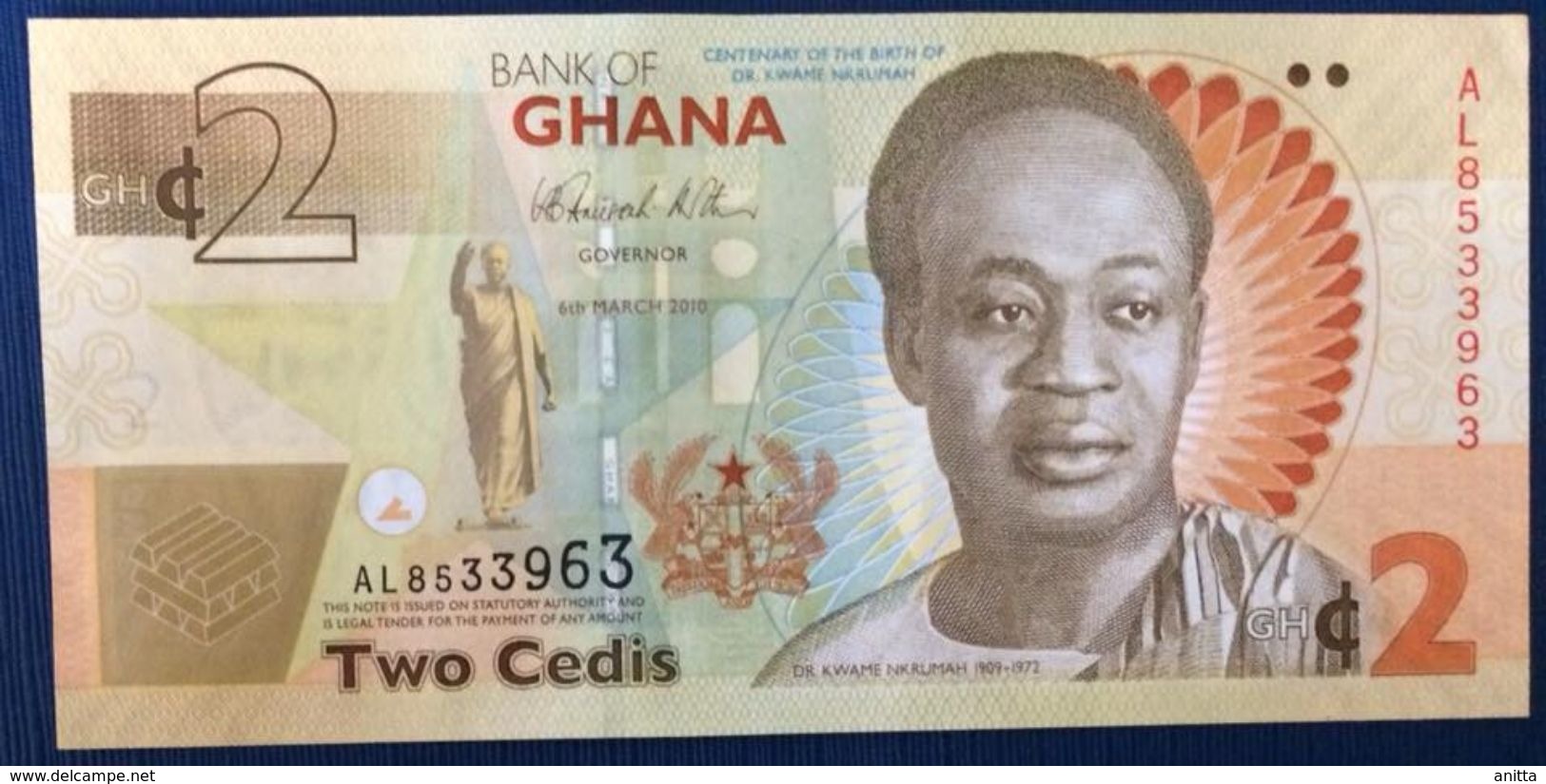 2010 GHANA COMMEMORATIVE 2 CEDIS ( P 37A )  ​- XF++ - - Ghana