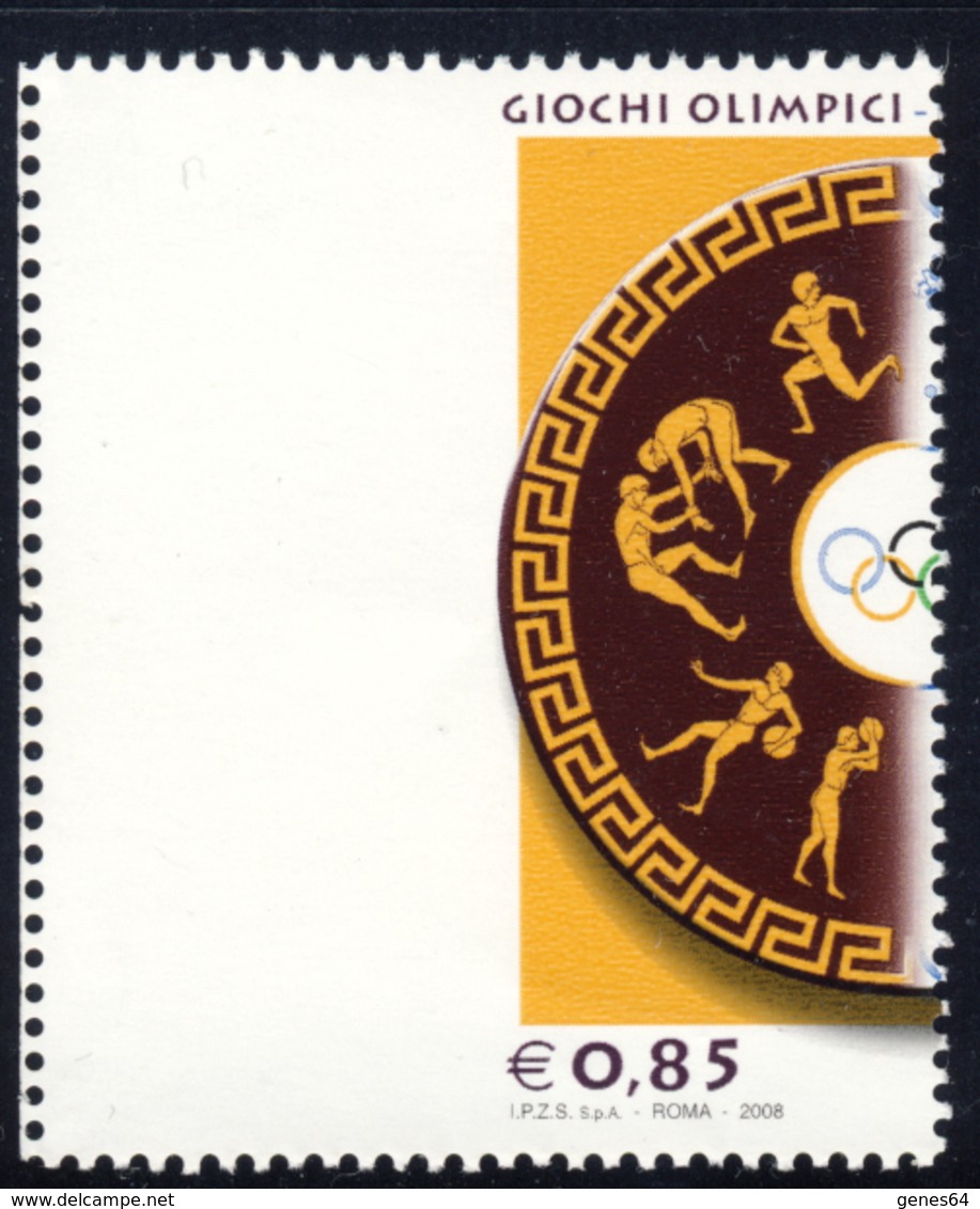 Varieta' "R3" Giochi Olimpici Di Pechino Bordo Di Foglio MNH**(vedi Descrizione) Signed G.Biondi - Errors And Curiosities