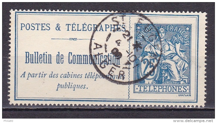 France Timbre Telephone N°24 Obl Algérie  ST EUGENE - Télégraphes Et Téléphones